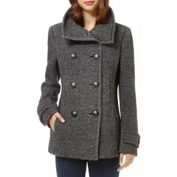 Aritzia Babaton Gray Howell Italian Knit Wool Coat Double Breasted Size Small - Picture 1 of 9
